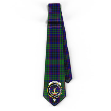 Lumsden Green Tartan Classic Necktie with Family Crest