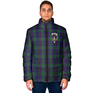 Lumsden Green Tartan Padded Jacket with Family Crest