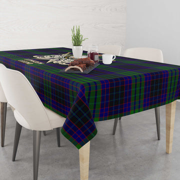 Lumsden Green Tartan Tablecloth with Clan Crest and the Golden Sword of Courageous Legacy