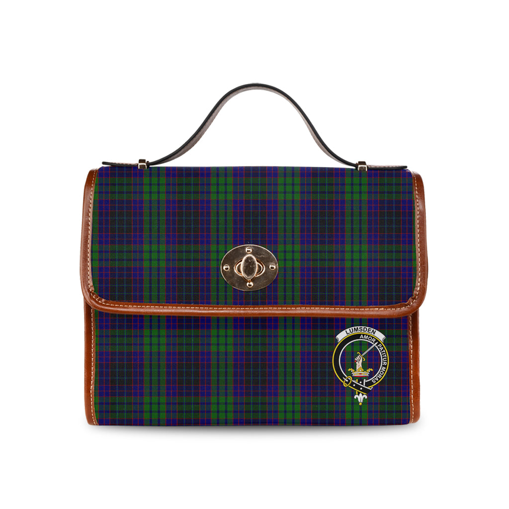 lumsden-green-tartan-leather-strap-waterproof-canvas-bag-with-family-crest