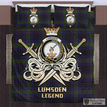 Lumsden Hunting Tartan Bedding Set with Clan Crest and the Golden Sword of Courageous Legacy