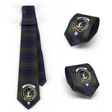 Lumsden Hunting Tartan Classic Necktie with Family Crest