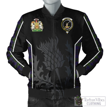 Lumsden Hunting Tartan Bomber Jacket with Family Crest and Scottish Thistle Vibes Sport Style