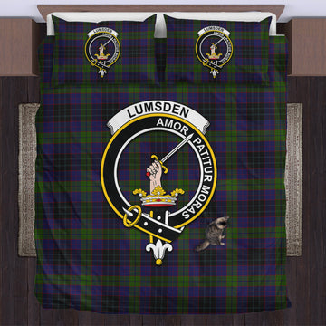 Lumsden Hunting Tartan Bedding Set with Family Crest