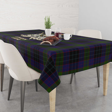 Lumsden Hunting Tartan Tablecloth with Clan Crest and the Golden Sword of Courageous Legacy
