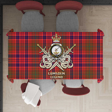 Lumsden Modern Tartan Tablecloth with Clan Crest and the Golden Sword of Courageous Legacy