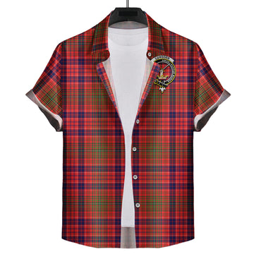 Lumsden Modern Tartan Short Sleeve Button Down Shirt with Family Crest
