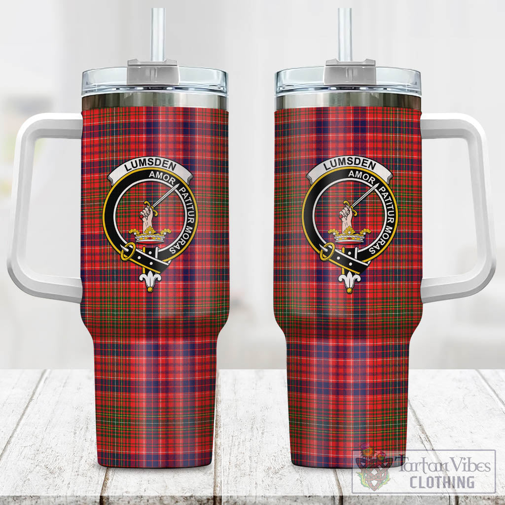 Tartan Vibes Clothing Lumsden Modern Tartan and Family Crest Tumbler with Handle