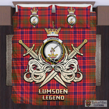 Lumsden Modern Tartan Bedding Set with Clan Crest and the Golden Sword of Courageous Legacy