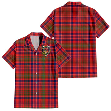 Lumsden Modern Tartan Short Sleeve Button Down Shirt with Family Crest