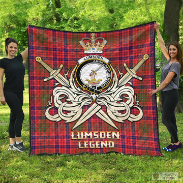 Lumsden Modern Tartan Quilt with Clan Crest and the Golden Sword of Courageous Legacy