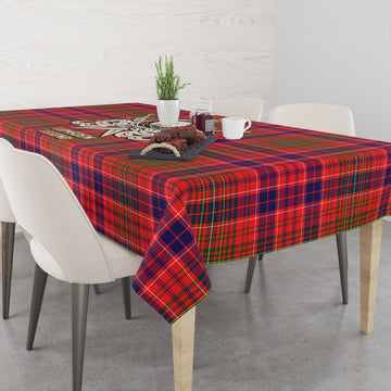 Lumsden Modern Tartan Tablecloth with Clan Crest and the Golden Sword of Courageous Legacy