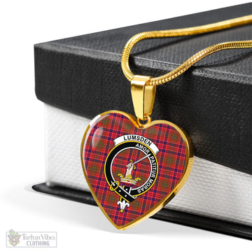 Lumsden Modern Tartan Heart Necklace with Family Crest