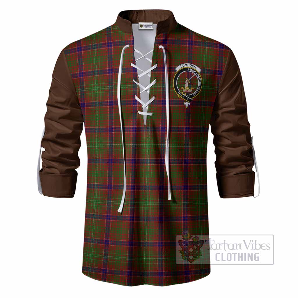 Lumsden Tartan Accent Ghillie Shirt with Family Crest
