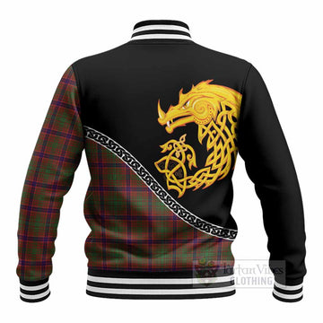 Lumsden Tartan Crest Baseball Jacket Legendary Dragon Knot Half Style