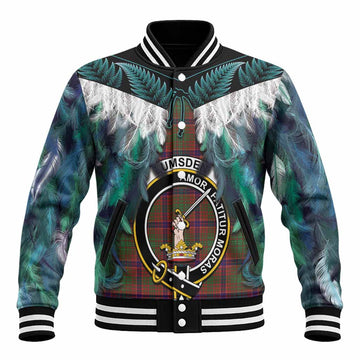 Lumsden Tartan Crest Baseball Jacket New Zealand Maori Korowai Cloak