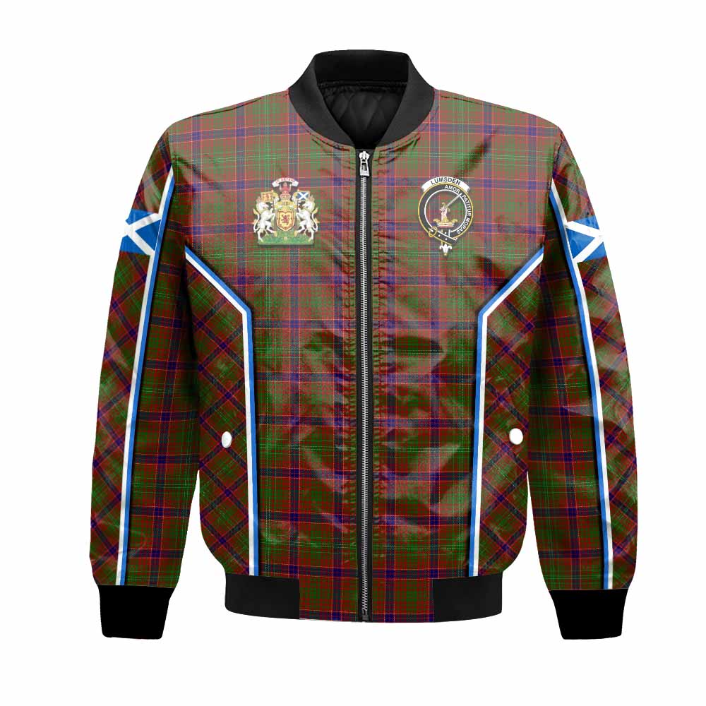 Lumsden Tartan Crest Bomber Jacket Scotland Coat of Arm Flag Style - Tartan Vibes Clothing