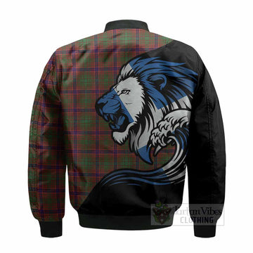 Lumsden Tartan Crest Bomber Jacket Scottish Golden Lions Wave Flow