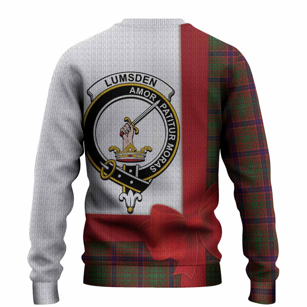 Lumsden Tartan Crest Christmas Christmas Ugly Sweater Highland Cow Bagpipes Coquette Bow Style