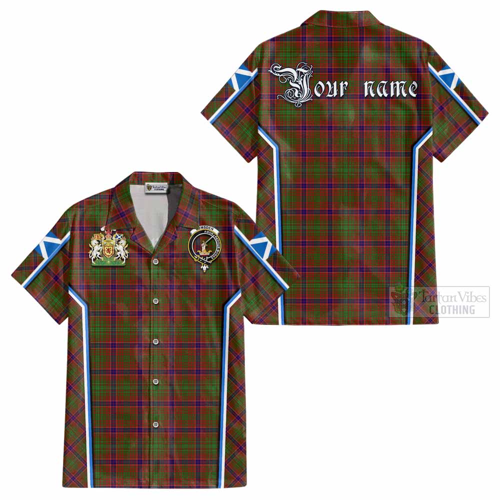 Lumsden Tartan Crest Cotton Hawaiian Shirt Scotland Coat of Arm Flag Style - Tartan Vibes Clothing