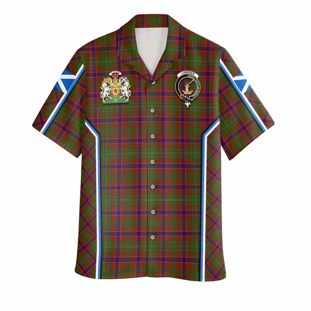 Lumsden Tartan Crest Hawaiian Shirt Scotland Coat of Arm Flag Style - Tartan Vibes Clothing