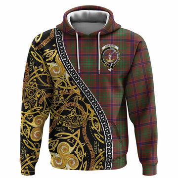 Lumsden Tartan Crest Hoodie Celtic Knot and Triple Trickle Spiral Symbols