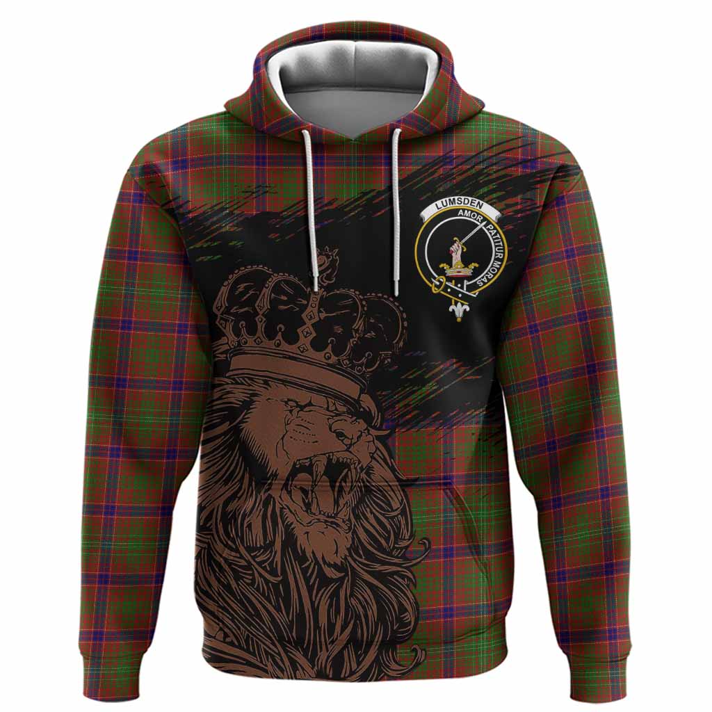 Lumsden Tartan Crest Hoodie Crowned Lion Heritage Style
