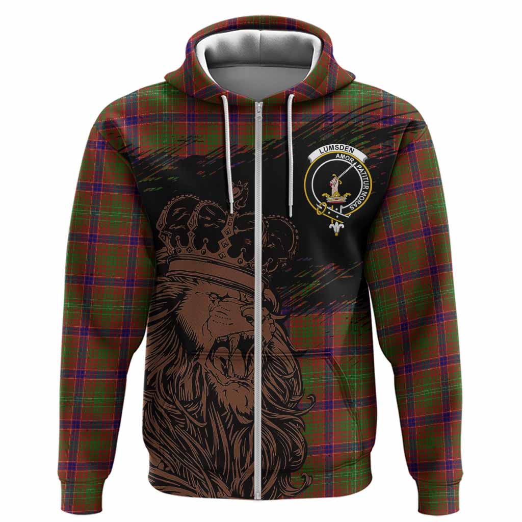 Lumsden Tartan Crest Hoodie Crowned Lion Heritage Style