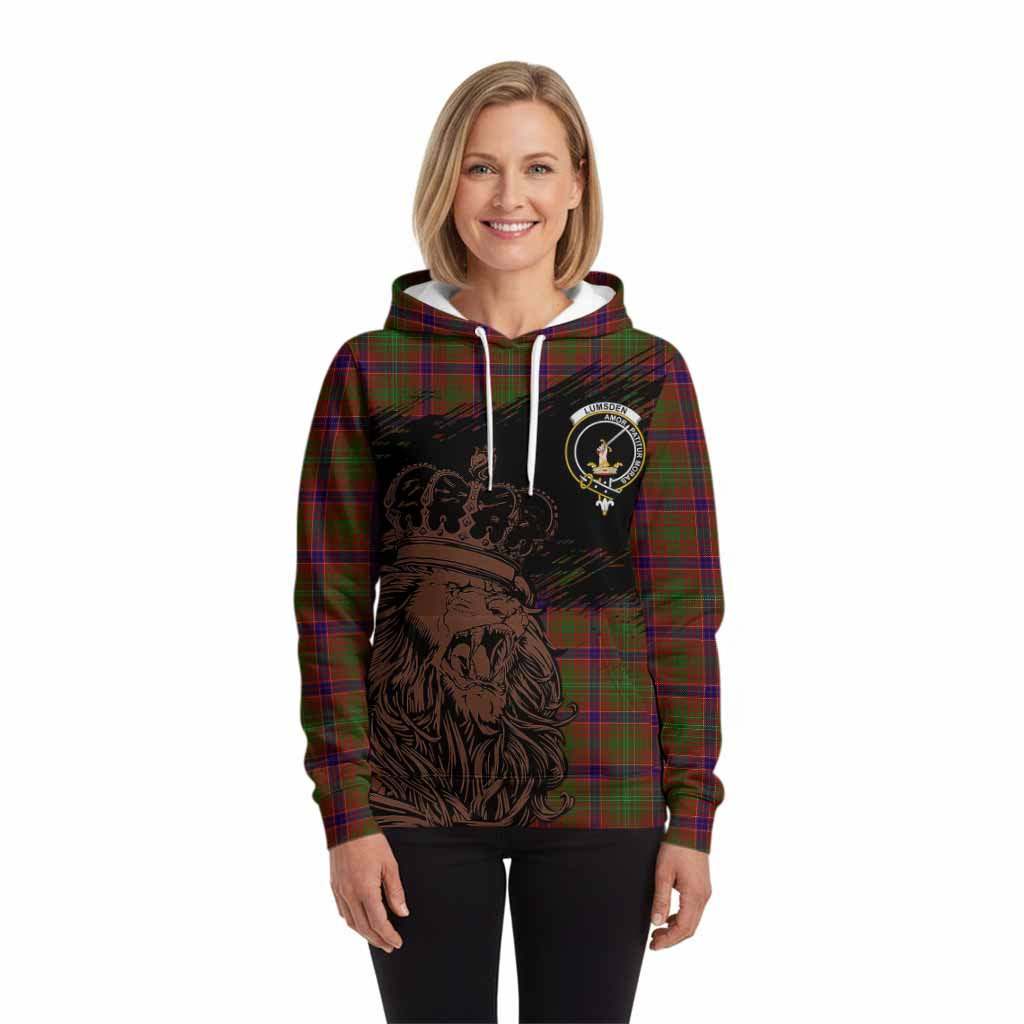Lumsden Tartan Crest Hoodie Crowned Lion Heritage Style