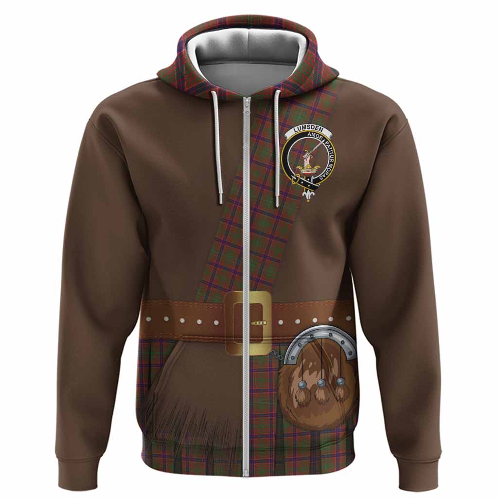 Lumsden Tartan Crest Hoodie Kilt Costume Style