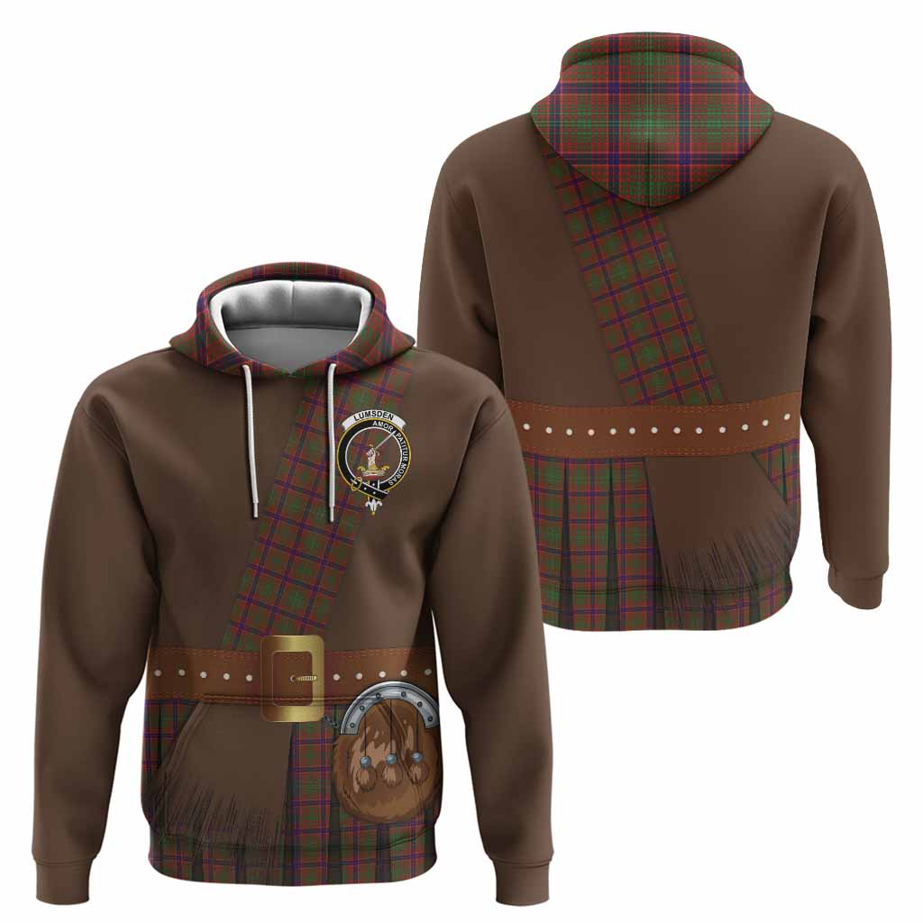 Lumsden Tartan Crest Hoodie Kilt Costume Style