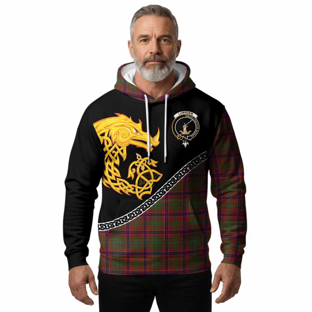 Lumsden Tartan Crest Hoodie Legendary Dragon Knot Half Style