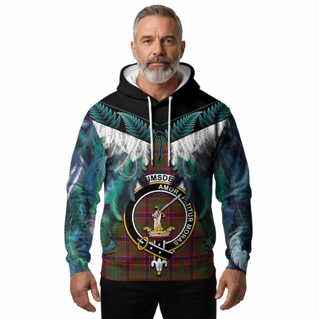 Lumsden Tartan Crest Hoodie New Zealand Maori Korowai Cloak