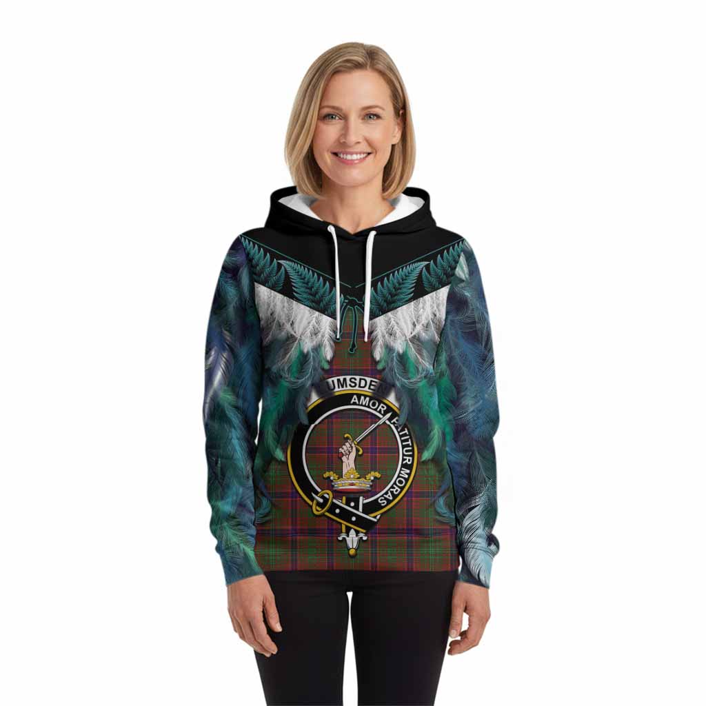 Lumsden Tartan Crest Hoodie New Zealand Maori Korowai Cloak