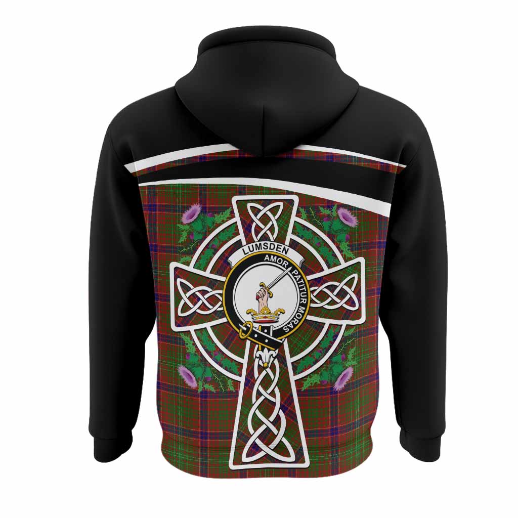 Lumsden Tartan Crest Hoodie Scottish Thistle Celtic Cross Alba Gu Brath