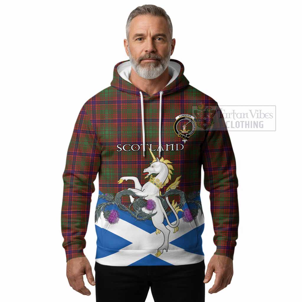 Lumsden Tartan Crest Hoodie Scottish Unicorn With Thistle