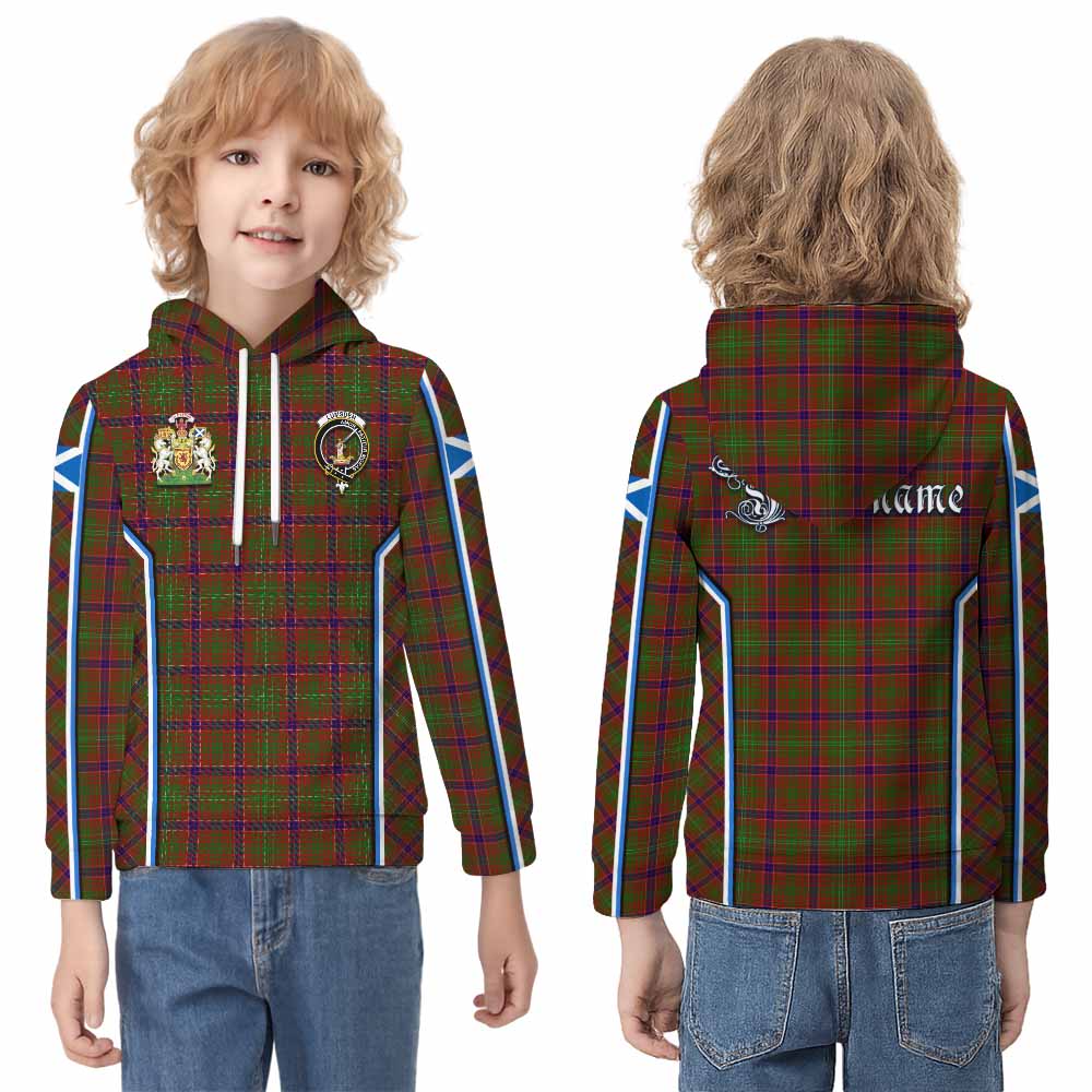 Lumsden Tartan Crest Kid Hoodie Scotland Coat of Arm Flag Style - Tartan Vibes Clothing