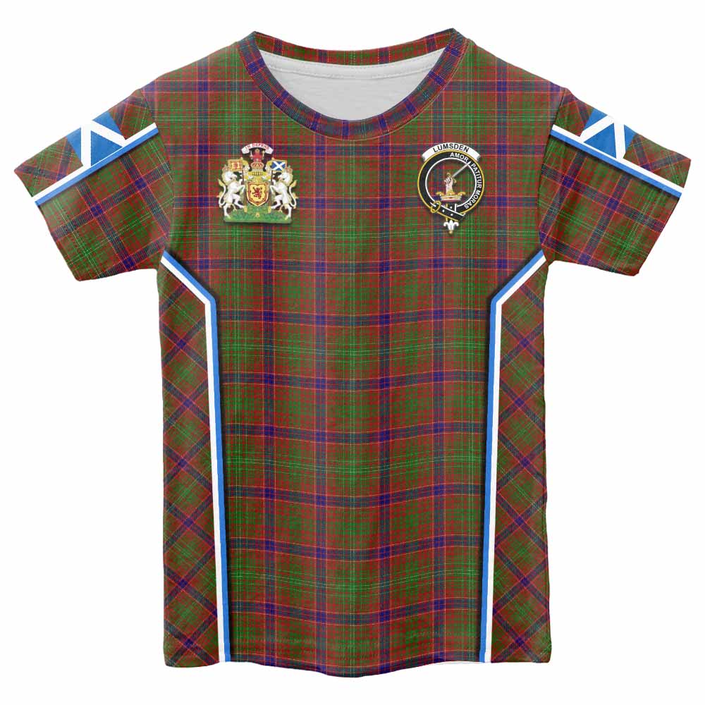 Lumsden Tartan Crest Kid T-shirt Scotland Coat of Arm Flag Style - Tartan Vibes Clothing