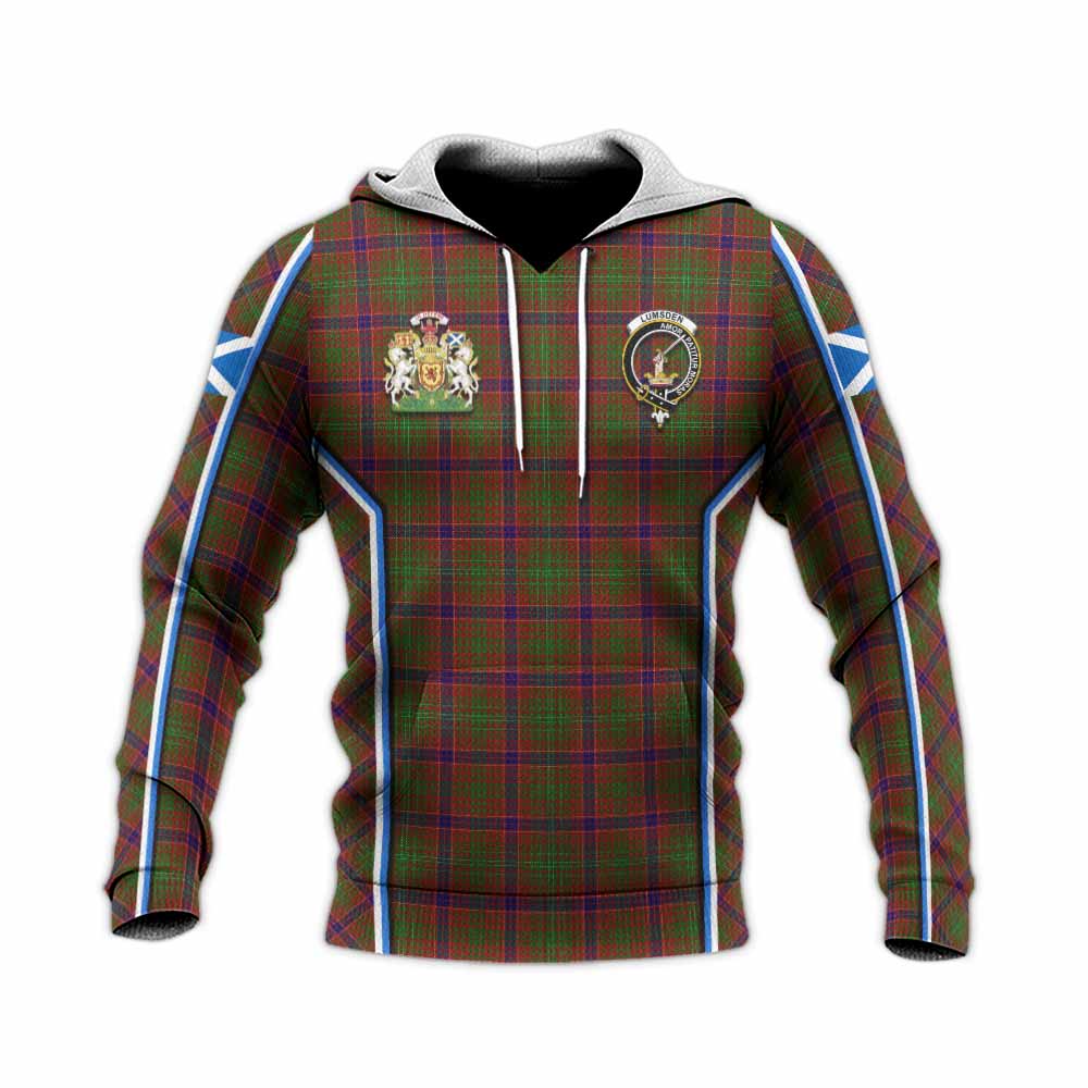 Lumsden Tartan Crest Knitted Hoodie Scotland Coat of Arm Flag Style - Tartan Vibes Clothing