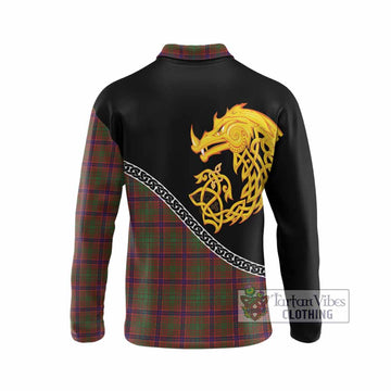 Lumsden Tartan Crest Long Sleeve Polo Shirt Legendary Dragon Knot Half Style