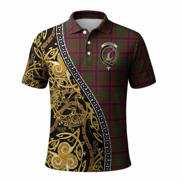 Lumsden Tartan Crest Polo Shirt Celtic Knot and Triple Trickle Spiral Symbols