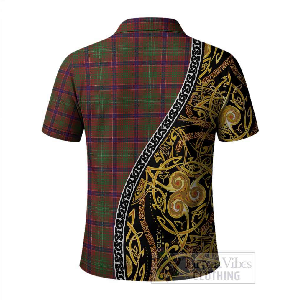Lumsden Tartan Crest Polo Shirt Celtic Knot and Triple Trickle Spiral Symbols