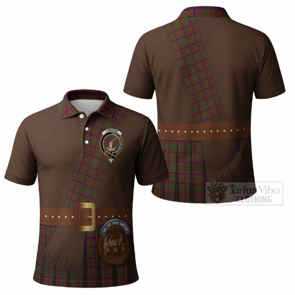 Lumsden Tartan Crest Polo Shirt Kilt Costume Style
