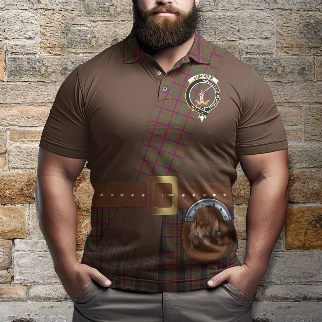 Lumsden Tartan Crest Polo Shirt Kilt Costume Style