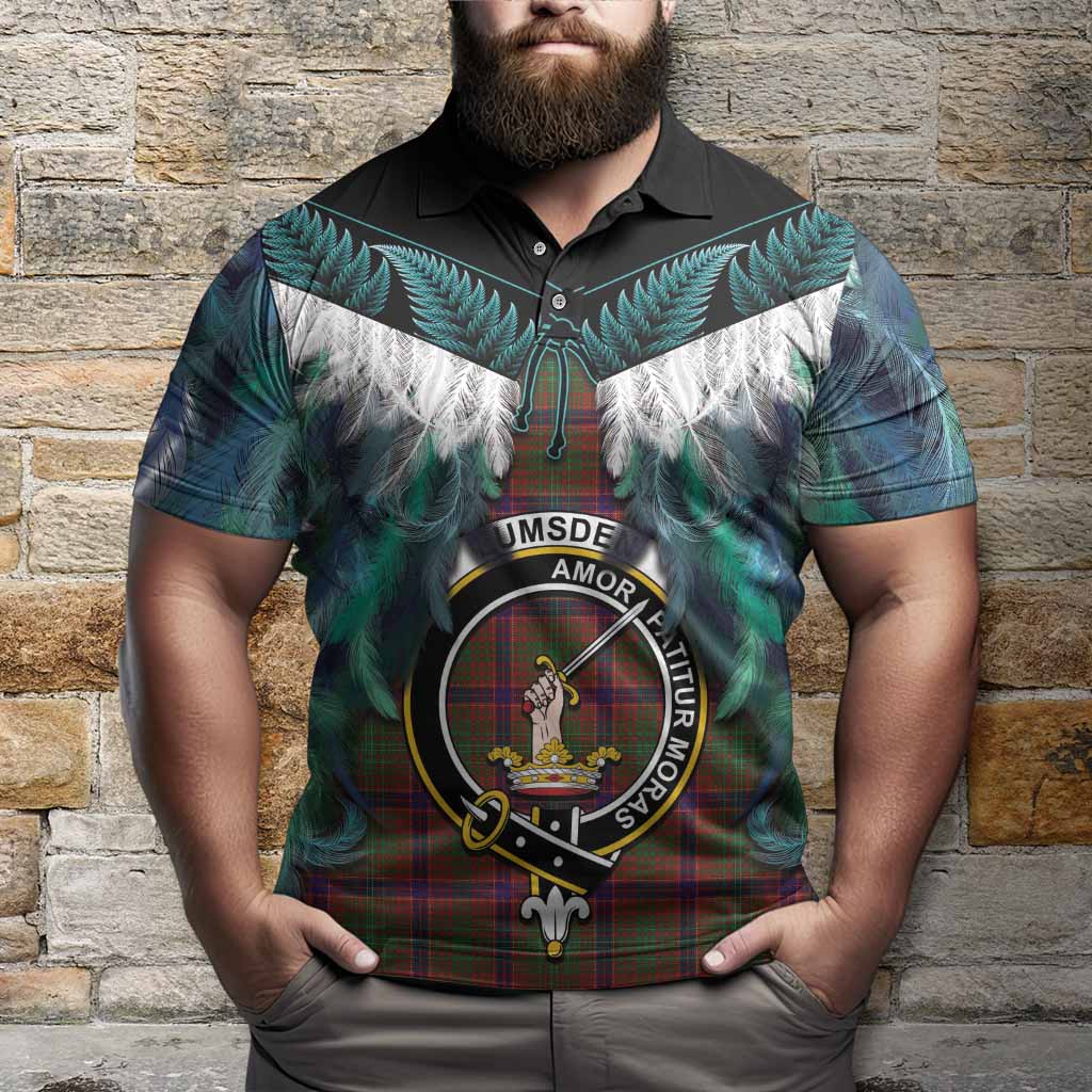 Lumsden Tartan Crest Polo Shirt New Zealand Maori Korowai Cloak