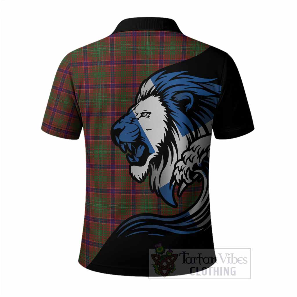 Lumsden Tartan Crest Polo Shirt Scottish Golden Lions Wave Flow
