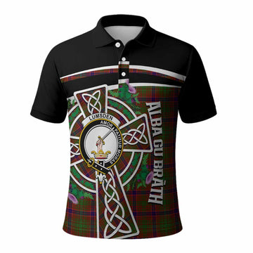 Lumsden Tartan Crest Polo Shirt Scottish Thistle Celtic Cross Alba Gu Brath