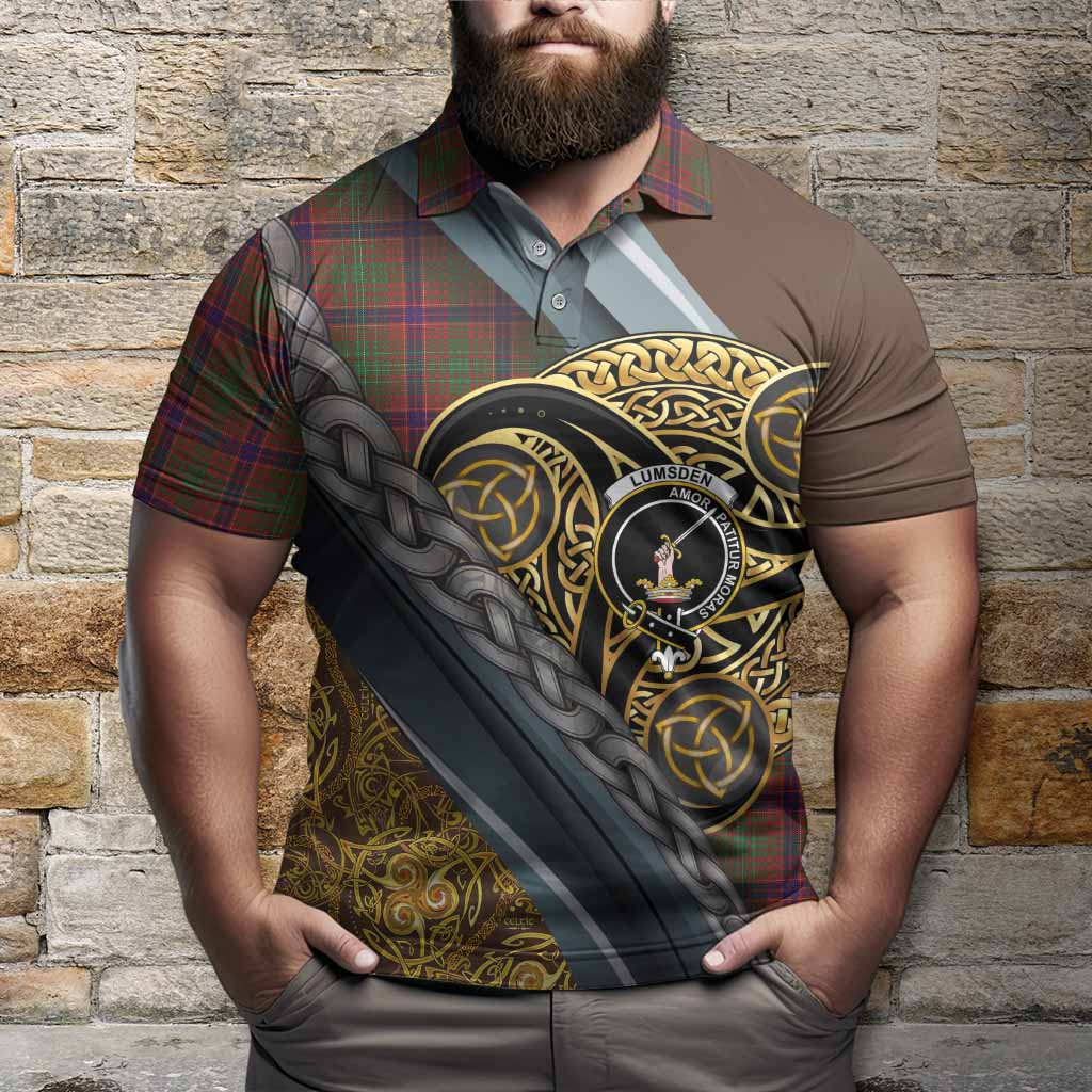 Lumsden Tartan Crest Polo Shirt Scottish Triskele Celtic