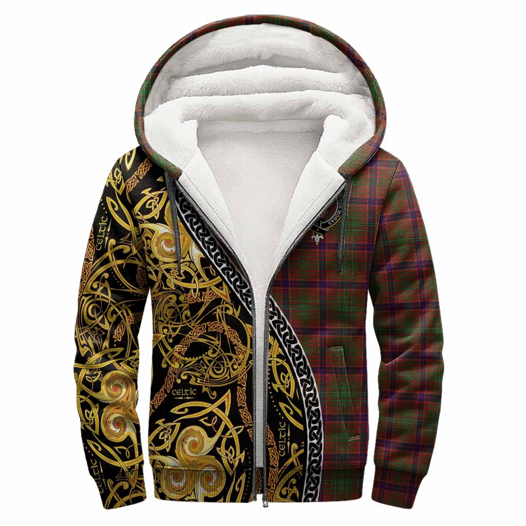 Lumsden Tartan Crest Sherpa Hoodie Celtic Knot and Triple Trickle Spiral Symbols