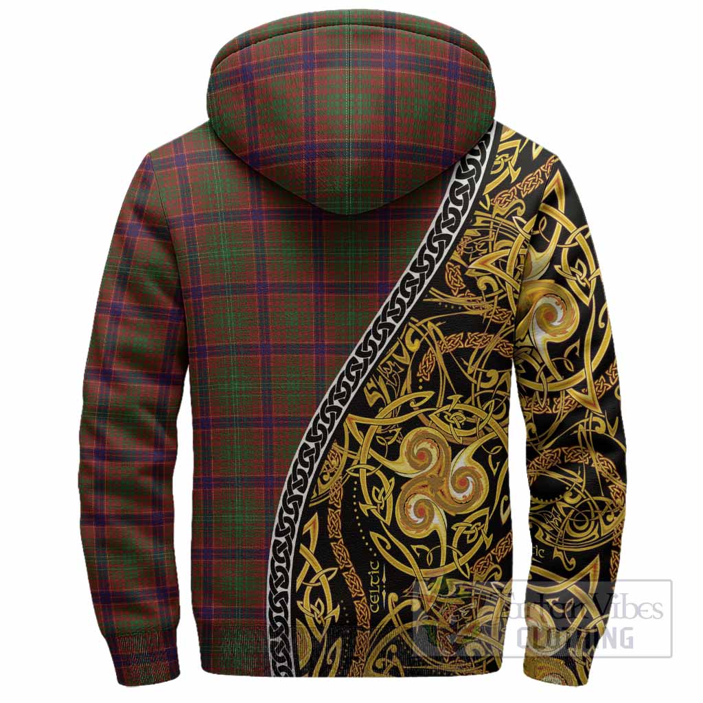 Lumsden Tartan Crest Sherpa Hoodie Celtic Knot and Triple Trickle Spiral Symbols